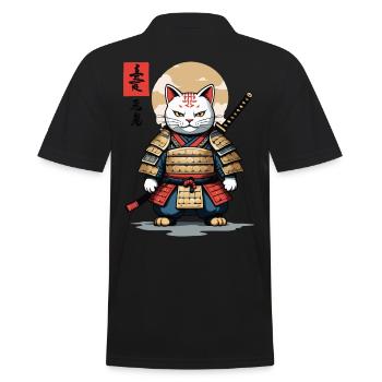 Samurai Katze Asiatischer Ukiyo-E Stil Aesthetic - Männer Poloshirt - Schwarz - Hinten - Kai (181cm)