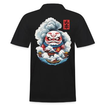 Japanese Daruma Aesthetic Yokai Design - Men's Polo Shirt - black - Back - Kai (181cm)