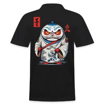Japanese Daruma Aesthetic Yokai Vintage - Men's Polo Shirt - black - Back - Kai (181cm)