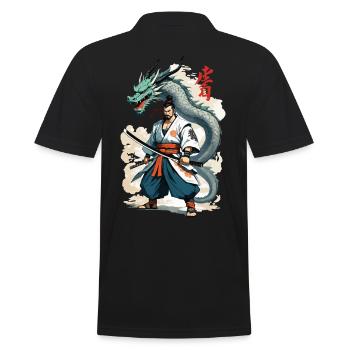 Samouraï Dragon Vintage Ukiyo-e Style Artwork - Polo Homme - noir - Dos - Kai (181cm)