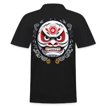Japanese Daruma Aesthetic Vintage Design - Men's Polo Shirt - black - Back - Kai (181cm)