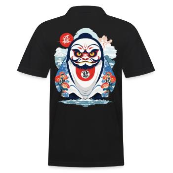 Japanese Daruma Aesthetic Yokai Vintage - Men's Polo Shirt - black - Back - Kai (181cm)