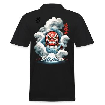 Japanese Daruma Aesthetic Yokai Design - Men's Polo Shirt - black - Back - Kai (181cm)