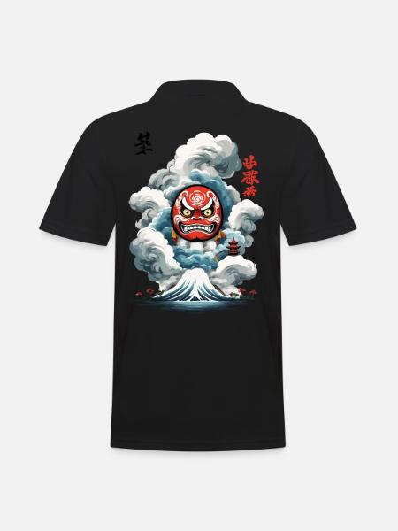 Japanese Daruma Aesthetic Yokai Design - Men's Polo Shirt - black