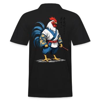 Hahn Yokai Vaporwave Aesthetic Samurai Kunst - Männer Poloshirt - Schwarz - Hinten - Kai (181cm)