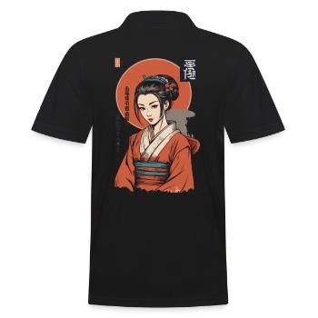 Kunoichi Ninja Geisha Samurai Kunst Anime Stil - Männer Poloshirt - Schwarz - Hinten - Kai (181cm)