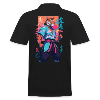 Tiger Yokai Vaporwave Aesthetic Samurai Art - Men's Polo Shirt - black - Back - Kai (181cm)