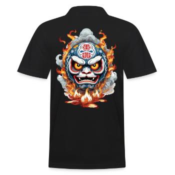Design vintage japonais Daruma et Demon - Polo Homme - noir - Dos - Kai (181cm)