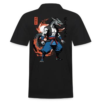 Samouraï Dragon Vintage Ukiyo-e Style Artwork - Polo Homme - noir - Dos - Kai (181cm)