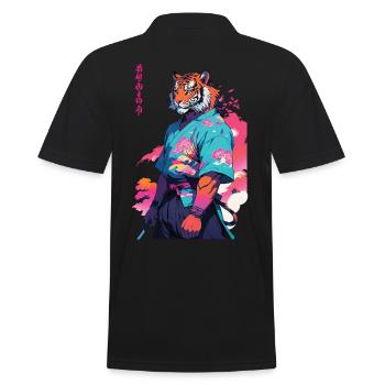 Tiger Yokai Vaporwave Aesthetic Samurai Art - Men's Polo Shirt - black - Back - Kai (181cm)