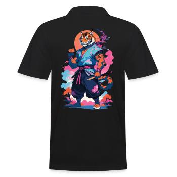 Tiger Yokai Vaporwave Aesthetic Samurai Art - Men's Polo Shirt - black - Back - Kai (181cm)