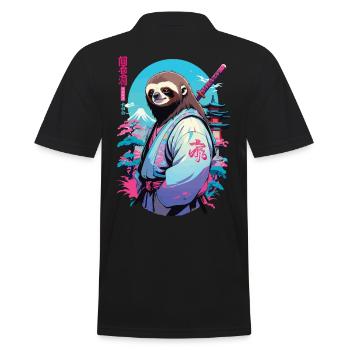 Esthétique Samouraï Paresseux Style Vaporwave - Polo Homme - noir - Dos - Kai (181cm)