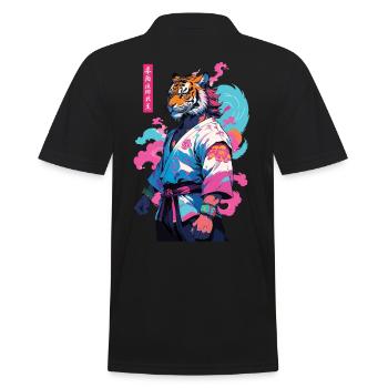 Tiger Yokai Vaporwave Aesthetic Samurai Design - Men's Polo Shirt - black - Back - Kai (181cm)