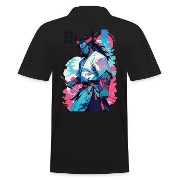 Samurai Oni Yokai Aesthetic Vaporwave Style - Men's Polo Shirt - black - Back - Kai (181cm)