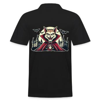 Vampire Cat Cute Halloween Cat Funny - Men's Polo Shirt - black - Back - Kai (181cm)