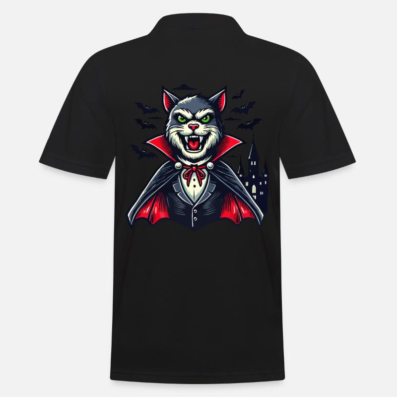 Chat vampire Chat d’Halloween mignon - Polo Homme - noir