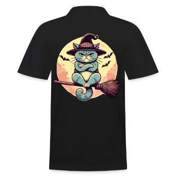 Schlecht Gelaunte Hexenkatze Lustige Magier Katze - Männer Poloshirt - Schwarz - Hinten - Kai (181cm)
