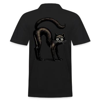 Creepy Black Witch Cat Extraordinary - Men's Polo Shirt - black - Back - Kai (181cm)