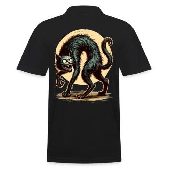 diy haCreepy Cat Black Witch Cat Hallowee - Men's Polo Shirt - black - Back - Kai (181cm)
