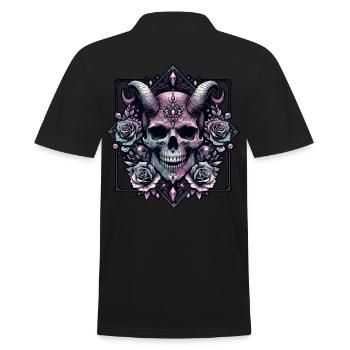 Pastel Goth Aesthetic Düsteres Skull Design - Männer Poloshirt - Schwarz - Hinten - Kai (181cm)