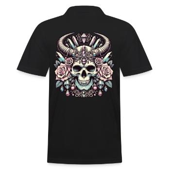 Pastel Goth Aesthetic Düsteres Skull Design - Männer Poloshirt - Schwarz - Hinten - Kai (181cm)