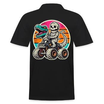 Dinosaurier Auf Monstertruck Motorsport Liebhaber - Männer Poloshirt - Schwarz - Hinten - Kai (181cm)