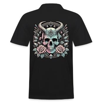 Pastel Goth Aesthetic Düsteres Skull Design - Männer Poloshirt - Schwarz - Hinten - Kai (181cm)