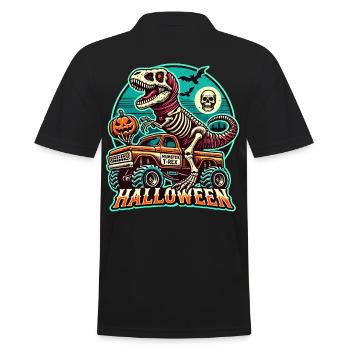 Dinosaur on Monster Truck Motorsport Lover - Men's Polo Shirt - black - Back - Kai (181cm)
