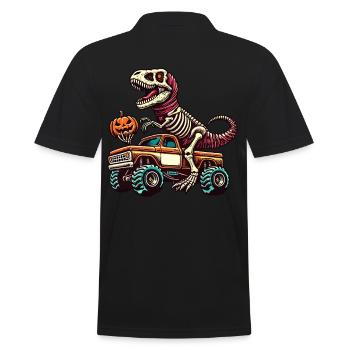 Dinosaurier auf Monstertruck Motorsport Liebhaber - Männer Poloshirt - Schwarz - Hinten - Kai (181cm)