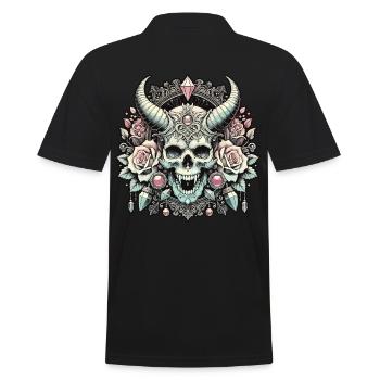 Pastel Goth Aesthetic Düsteres Skull Design - Männer Poloshirt - Schwarz - Hinten - Kai (181cm)