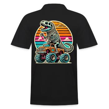 Dinosaurier Auf Monstertruck Motorsport Liebhaber - Männer Poloshirt - Schwarz - Hinten - Kai (181cm)