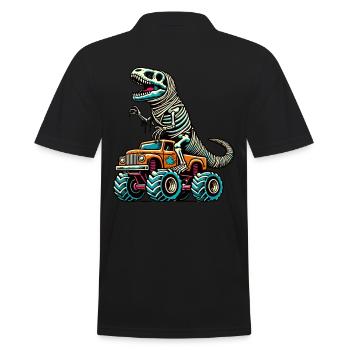 Dinosaurier Auf Monstertruck Motorsport Liebhaber - Männer Poloshirt - Schwarz - Hinten - Kai (181cm)