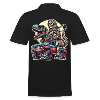 Dino avec squelette de dinosaure sur monster truck - Polo Homme - noir - Dos - Kai (181cm)