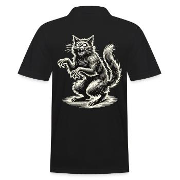 Terrible Witch Cat Scary Horror Cat - Men's Polo Shirt - black - Back - Kai (181cm)