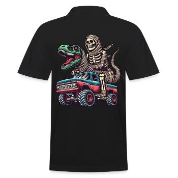 Dino avec squelette de dinosaure sur monster truck - Polo Homme - noir - Dos - Kai (181cm)