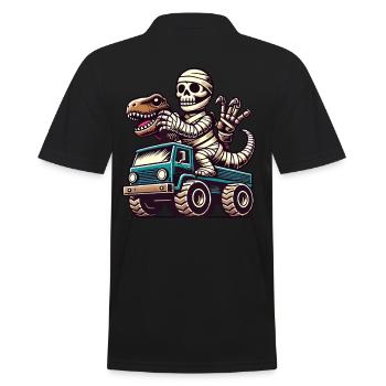 Dino Mit Skelett Dinosaurier Auf Monstertruck - Männer Poloshirt - Schwarz - Hinten - Kai (181cm)
