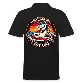 Witziger Einhorn Spruch Dunkler Humor Lustiger - Männer Poloshirt - Schwarz - Hinten - Kai (181cm)