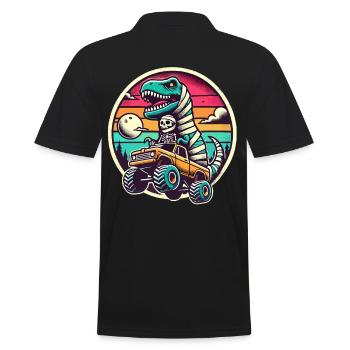 Dino avec squelette de dinosaure sur monster truck - Polo Homme - noir - Dos - Kai (181cm)