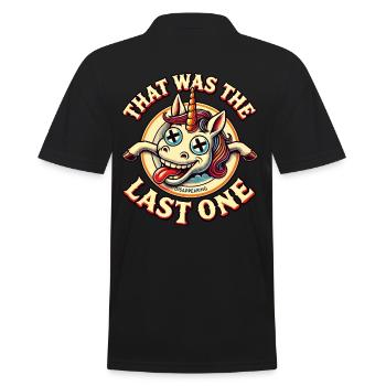 Witziger Einhorn Spruch Dunkler Humor Lustiger - Männer Poloshirt - Schwarz - Hinten - Kai (181cm)