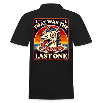 Witziger Einhorn Spruch Dunkler Humor Lustiger - Männer Poloshirt - Schwarz - Hinten - Kai (181cm)