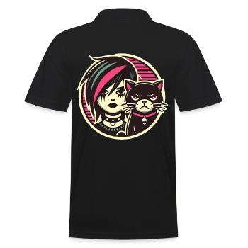 Pastell Goth Style Mürrischer Katzenliebhaber - Männer Poloshirt - Schwarz - Hinten - Kai (181cm)