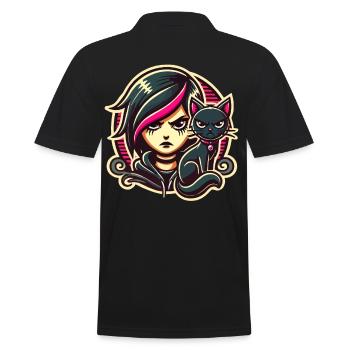 Pastell Goth Style Mürrischer Katzenliebhaber Goth - Männer Poloshirt - Schwarz - Hinten - Kai (181cm)