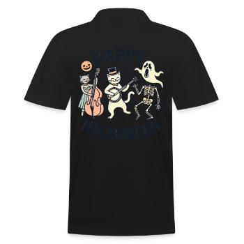Fröhliche Feiertags Katze Lustige Katzen Party - Männer Poloshirt - Schwarz - Hinten - Kai (181cm)