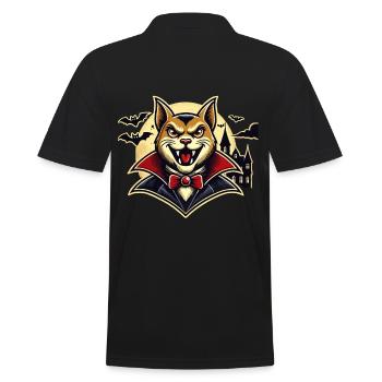 Vampire Cat Loving Cat Owner Halloween - Men's Polo Shirt - black - Back - Kai (181cm)