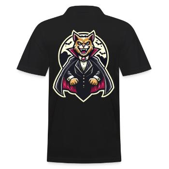 Vampire Cat Cute Halloween Cat - Men's Polo Shirt - black - Back - Kai (181cm)