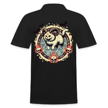 Cute Lucifer Cat Funny Cats Summoning - Men's Polo Shirt - black - Back - Kai (181cm)