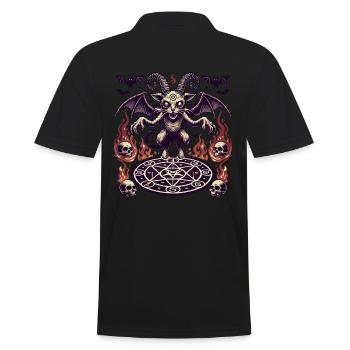Creepy Devil Cat Dark Cats Summoning - Men's Polo Shirt - black - Back - Kai (181cm)