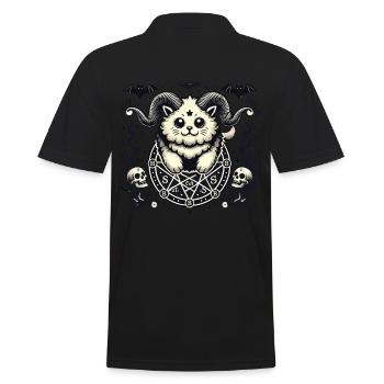 Cute Lucifer Cat Funny Cats Summoning - Men's Polo Shirt - black - Back - Kai (181cm)