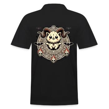 Kawaii Lucifer Cat Funny Cats Summoning - Men's Polo Shirt - black - Back - Kai (181cm)