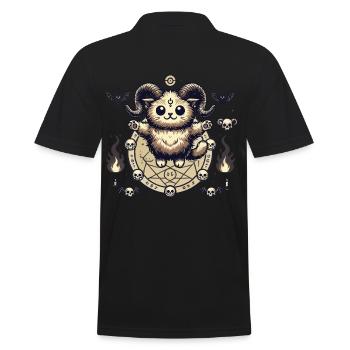 Kawaii Lucifer Cat Funny Cats Summoning - Men's Polo Shirt - black - Back - Kai (181cm)
